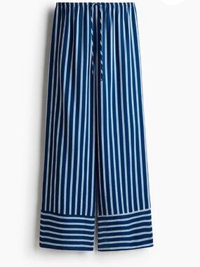 H&M Blue Stripped Drawstring Twill Pants